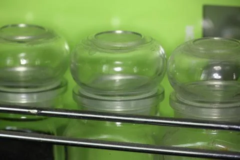 Empty Glass Cupping Therapy Cups Prepared for Alternative Medicine Treatment 写真素材