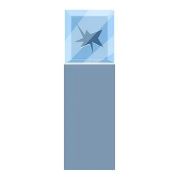 Empty glass display case with broken top on pedestal Ilustração Stock