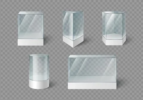 Empty glass display cases with museum box designs 스톡 일러스트