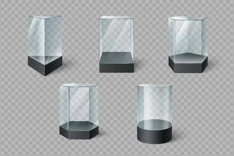 Empty glass display cases with museum box designs 스톡 일러스트