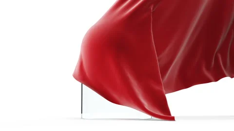 Empty glass dome covered with red drape on white background. Isolated Stock Footage 311908156