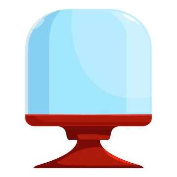 Empty glass dome display case standing on red tray Stock Illustration