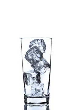 Empty glass with ice cubes Stock Photos