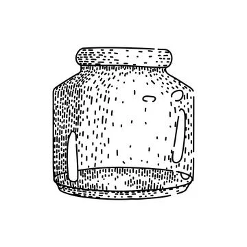 Empty glass jar hand drawing illustration in sketch style Stock Illustration