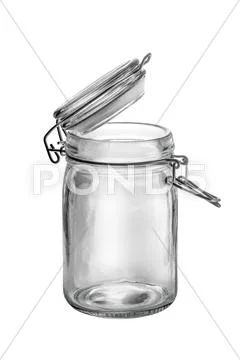 Empty glass jar isolated on white. Stock Photos