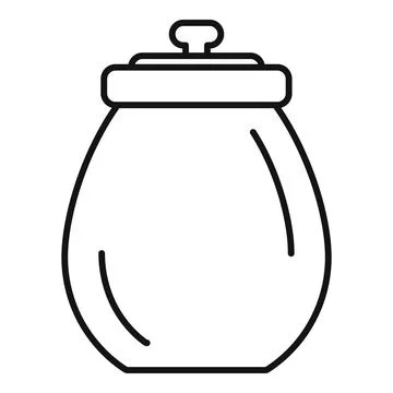 Empty glass jar with lid line art icon Stock Illustration