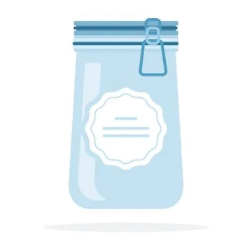 Empty glass jar with lid on the lock flat isolated Stock Illustration