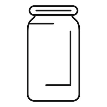 Empty glass jar line art icon drawing Stock Illustration