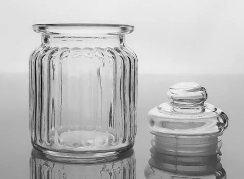 Empty glass jar Foto stock