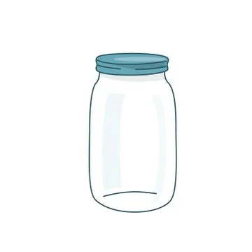 Empty glass jar vector illustration with lid. Cap close blank mason bottle Stock Illustration