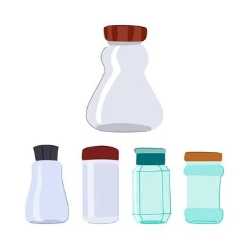Empty glass jars collection with various lids Illustrazione stock