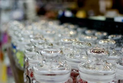 Empty glass jars Stock Photos