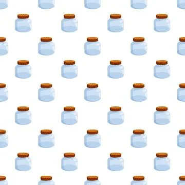 Empty glass jars seamless pattern background design Stock Illustration
