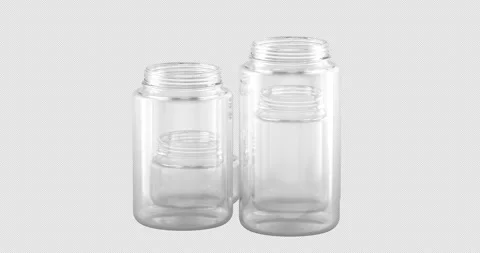 Empty glass jars set rotation animation seamlessly loopable. 3D rendering i.. Stock Footage 338329685