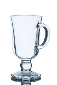 Empty glass mug with a handle Stock Photos