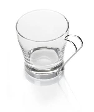 Empty glass mug with a handle Stock Photos
