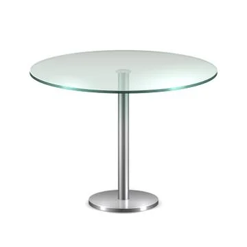 Empty glass round office table with metal stand isolated on white background Stock Illustration