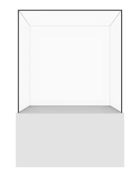 Empty glass showcase. 3d render Illustrazione stock
