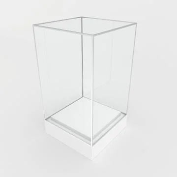 Empty glass showcase for exhibit. gray background Stock Illustration