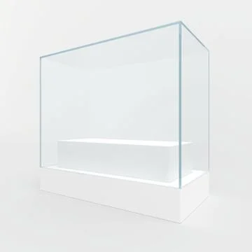 Empty glass showcase for exhibit. gray background Stock Illustration