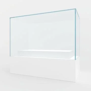 Empty glass showcase for exhibit. gray background Stock Illustration