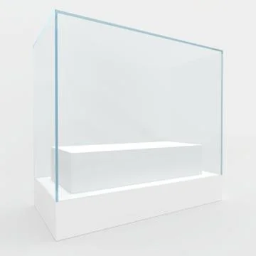 Empty glass showcase for exhibit. gray background Stock Illustration