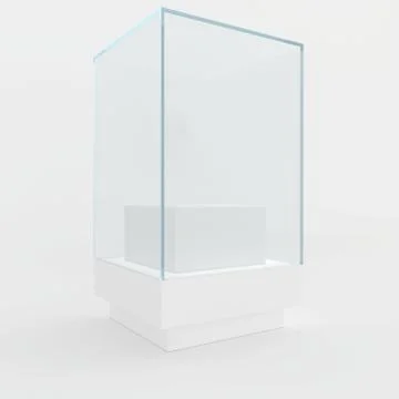 Empty glass showcase for exhibit. gray background Stock Illustration