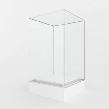 Empty glass showcase for exhibit. gray background Illustrazione stock