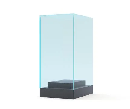 Empty glass showcase for exhibit. gray background 스톡 일러스트