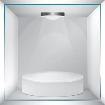 Empty glass showcase for exhibit Stock Illustration