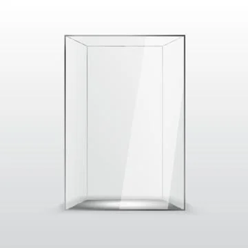 Empty Glass Showcase For Presentation On White Stockillustratie
