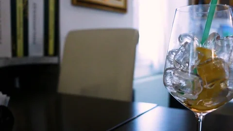 Empty glass of Spritzer Stock Footage 93250034