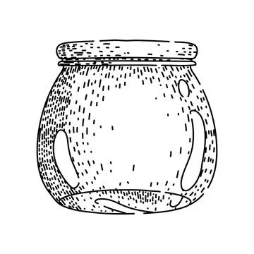 Empty glass storage jar line art illustration Illustrazione stock