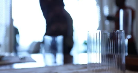 Empty Glass on the Table Stock Footage 329620859