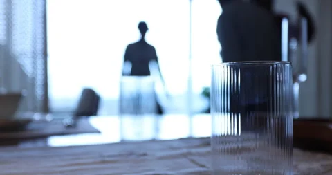 Empty Glass on the Table Stock Footage 329621145