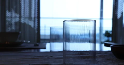 Empty Glass on the Table Stock Footage 329621222