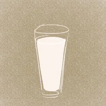 An empty glass on a table. funny illustration of a drink in a glass Illustrazione stock