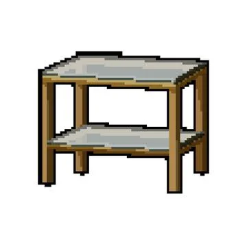 Empty glass table pixel art vector illustration Stock Illustration
