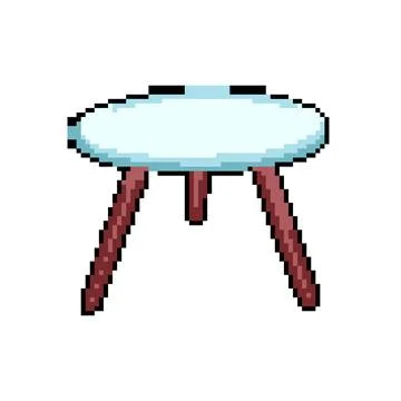 Empty glass table pixel art vector illustration Stock Illustration