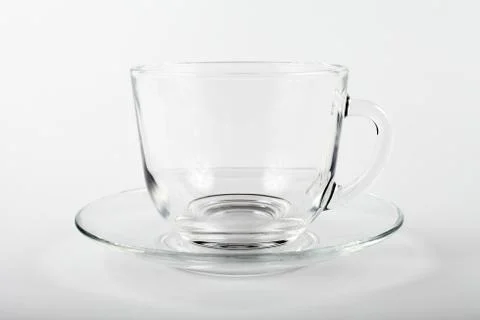 Empty glass tea mug on a white background Foto stock