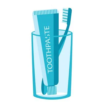 Empty glass toothpaste and toothbrush Ilustración de archivo