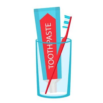 Empty glass toothpaste and toothbrush Ilustración de archivo
