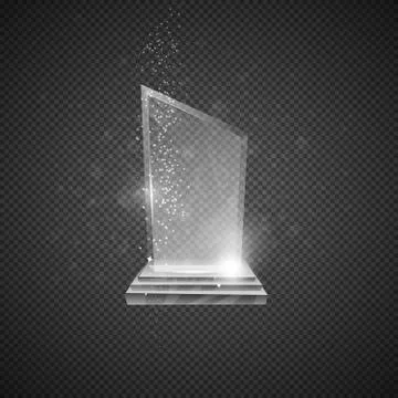 Empty glass trophy awards. Glossy transparent trophy for award illustration Stock Illustration