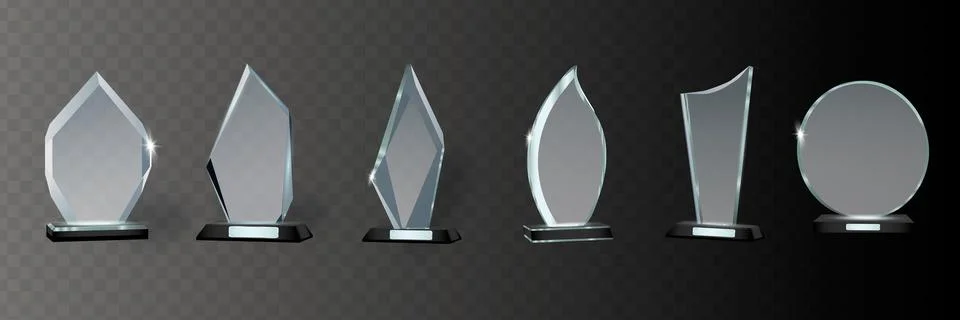 Empty glass trophy on a transparent background. Glossy trophy for award Stock Illustration