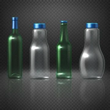 Empty glass vector bottles for alcoholic and nonalcoholic beverages, beer, wine イラスト素材