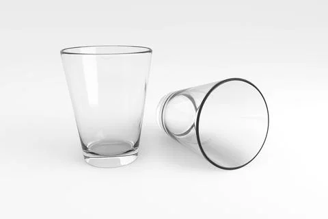 Empty glass on white background. 3d render Illustrazione stock