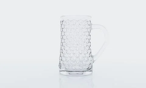 Empty glass on white background with  reflection . It clear and purity .  3D  Stock Illustration
