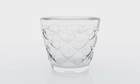 Empty glass on white background with  reflection . It clear and purity .  3D  Stock Illustration