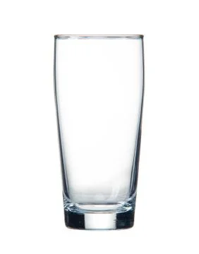 Empty glass on a white background, studio shooting. Stock Photos