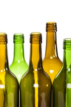 Empty glass wine bottles Stock Photos